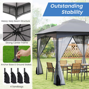10 X 12 FT Patio Gazebo with Netting Walls