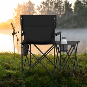 Oversized Camping Chair with Side Table, Folding Heavy-duty Picnic Chair