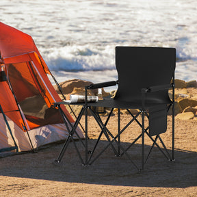 Oversized Camping Chair with Side Table, Folding Heavy-duty Picnic Chair
