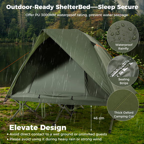 2-Person Camping Cot Tent, Foldable Off-Ground Camping Combo for Adults