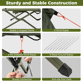 2-Person Camping Cot Tent, Foldable Off-Ground Camping Combo for Adults