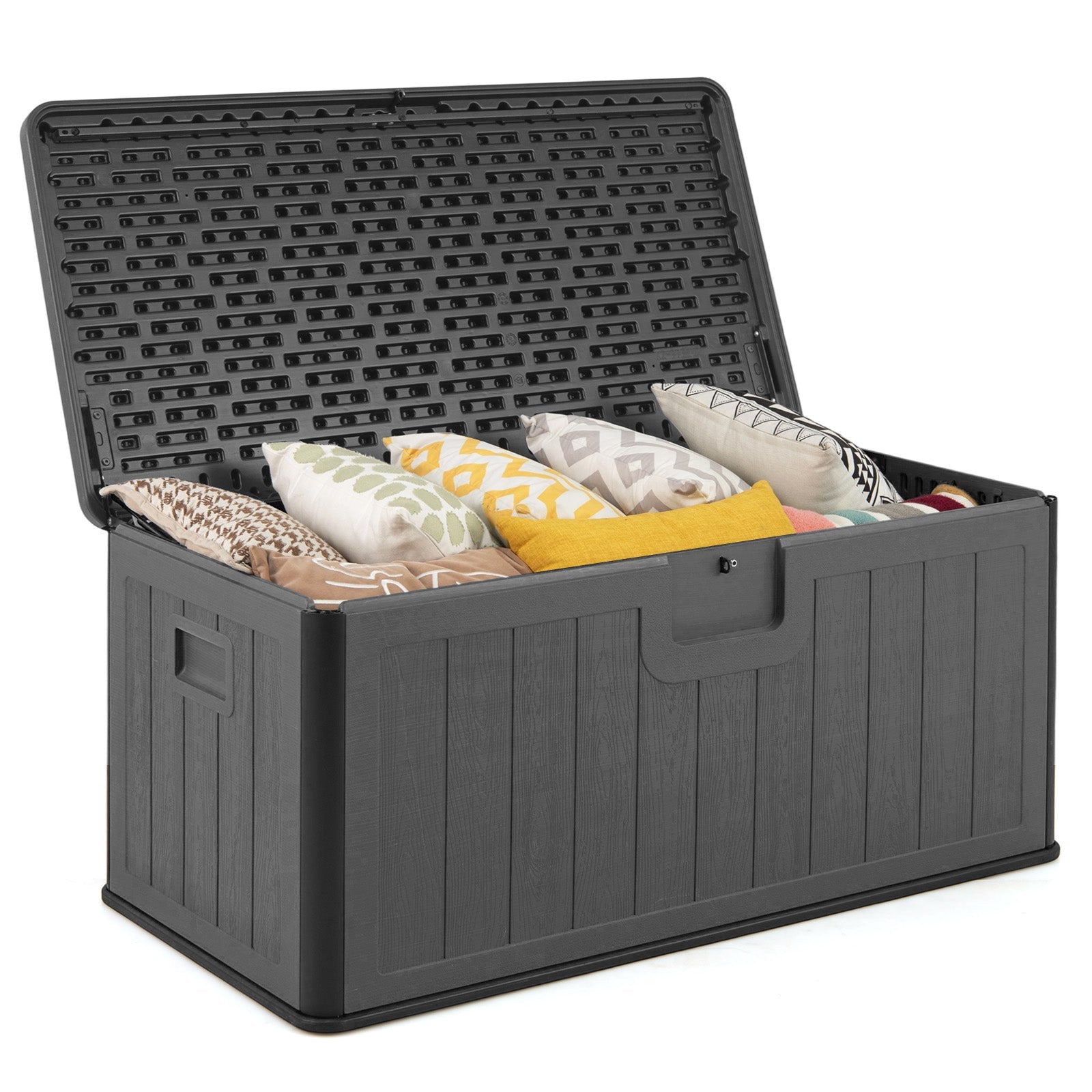 378 L Large Deck Box, 200kg Weight Capacity Indoor Outdoor Resin Storage Bench