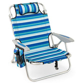 Folding Beach Chair for Adults, Portable Lightweight Aluminum Frame Low Sand Chair