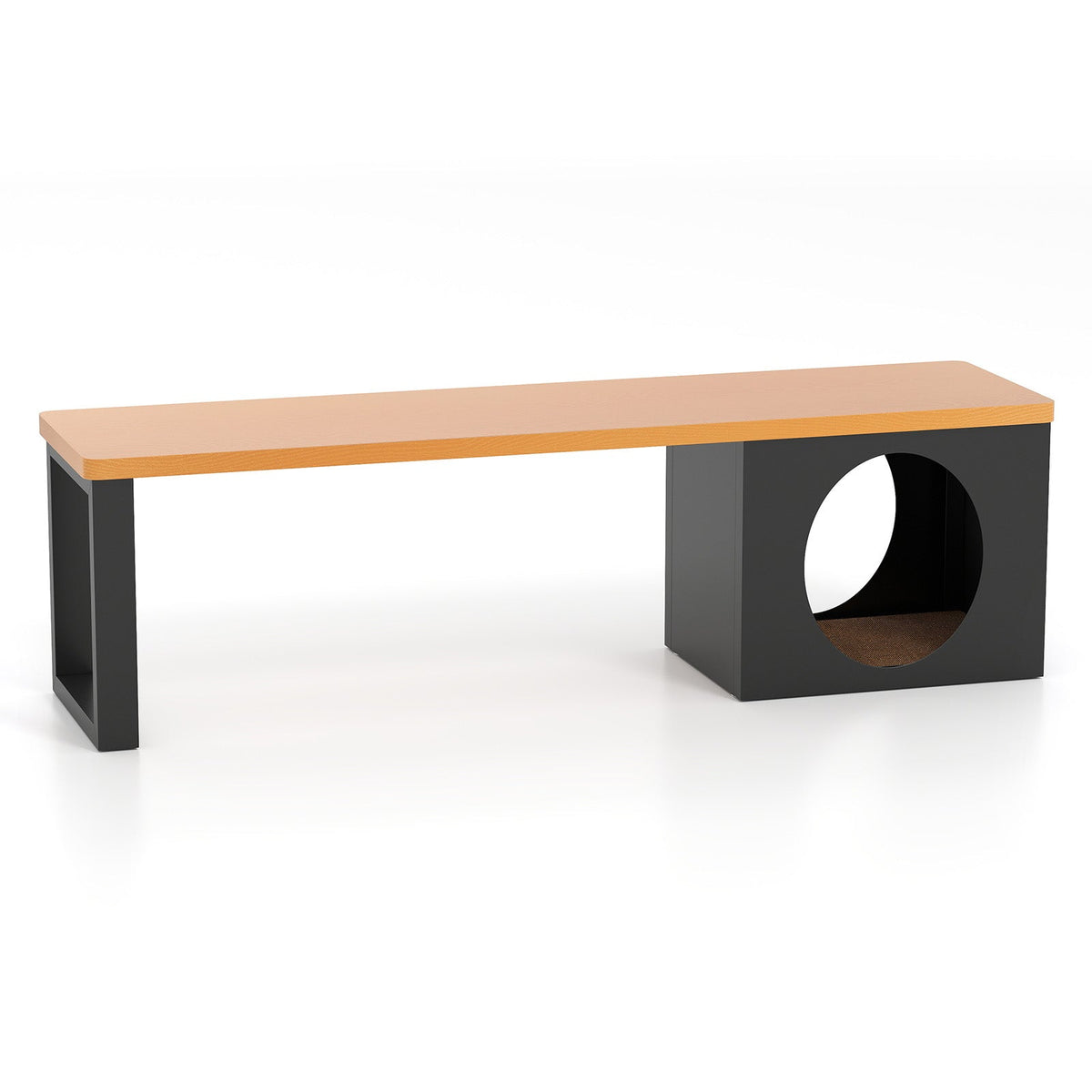 150 CM Long Outdoor Metal Bench w/ Cat House, Scratching Pad