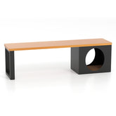 150 CM Long Outdoor Metal Bench w/ Cat House, Scratching Pad