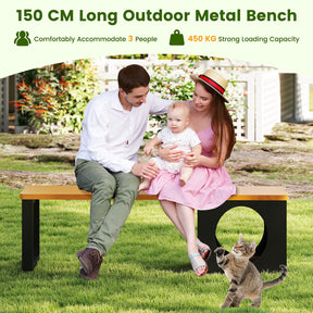 150 CM Long Outdoor Metal Bench w/ Cat House, Scratching Pad