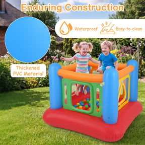 Inflatable Bounce House for Kids, Blow Up Jumping House with Transparent Side Walls & Square/Triangle Openings