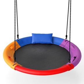 120 cm Tree Swing, Outdoor Saucer Flying Swing w/Soft Headrest