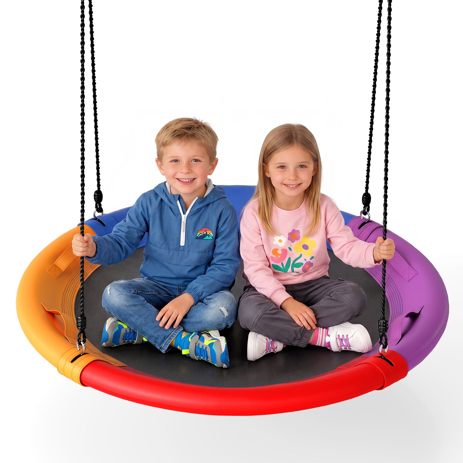 120 cm Tree Swing, Outdoor Saucer Flying Swing w/Soft Headrest