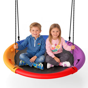120 cm Tree Swing, Outdoor Saucer Flying Swing w/Soft Headrest