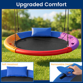 120 cm Tree Swing, Outdoor Saucer Flying Swing w/Soft Headrest