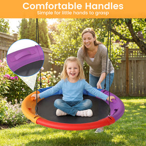 120 cm Tree Swing, Outdoor Saucer Flying Swing w/Soft Headrest