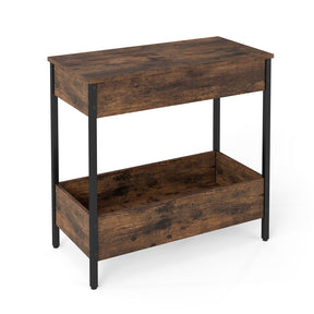 Side Table with 2 Storage Shelves & 2 Removable Tabletops