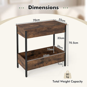 Side Table with 2 Storage Shelves & 2 Removable Tabletops