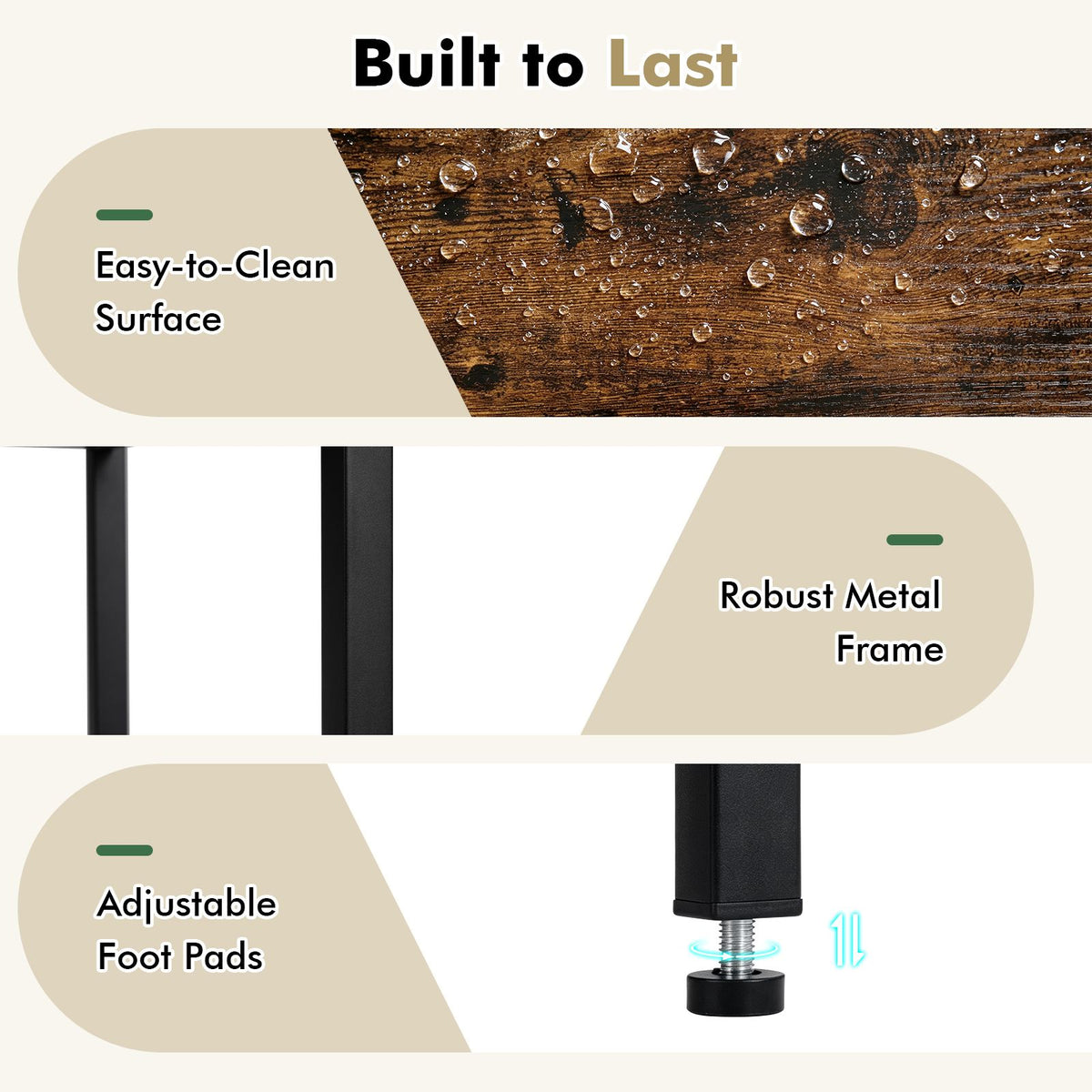 Side Table with 2 Storage Shelves & 2 Removable Tabletops