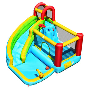 Hikidspace Inflatable Water Slide, 6 in 1 Jumping Bounce House w/Climbing Wall, Splash Pool (Without Blower)