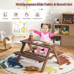 HONEY JOY Kids Picnic Table, Wooden Table & Bench Set