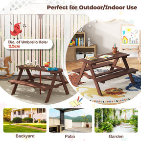 HONEY JOY Kids Picnic Table, Wooden Table & Bench Set