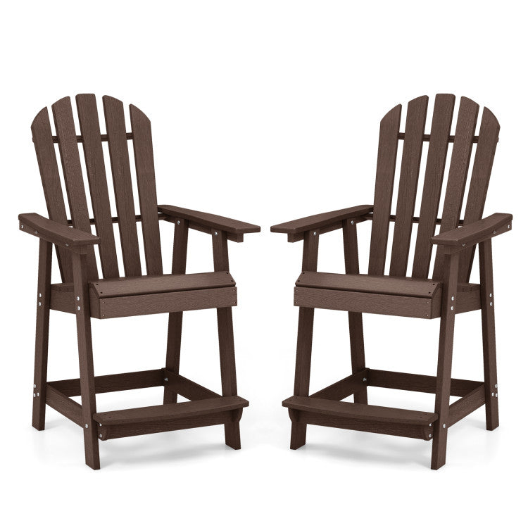 Outdoor HDPE Barstool Patio Dining Chair with Curved Seat and Wide Backrest