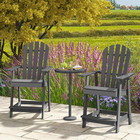 Outdoor HDPE Barstool Patio Dining Chair with Curved Seat and Wide Backrest