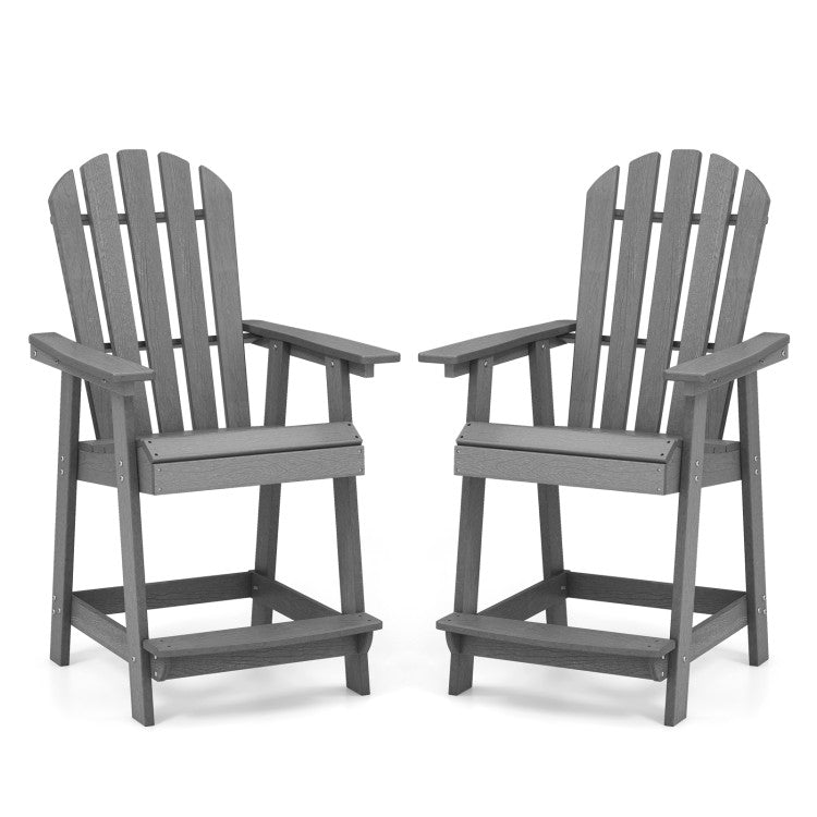 Outdoor HDPE Barstool Patio Dining Chair with Curved Seat and Wide Backrest