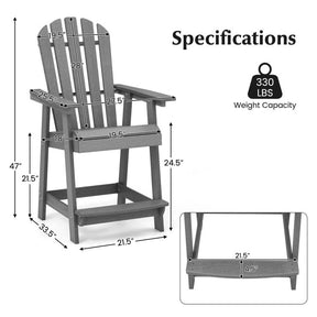 Outdoor HDPE Barstool Patio Dining Chair with Curved Seat and Wide Backrest