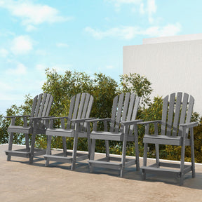 Outdoor HDPE Barstool Patio Dining Chair with Curved Seat and Wide Backrest