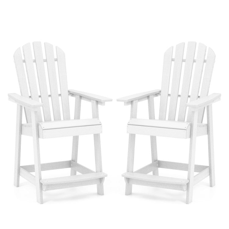 Outdoor HDPE Barstool Patio Dining Chair with Curved Seat and Wide Backrest