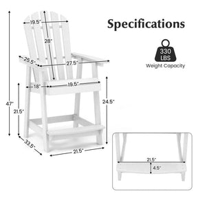 Outdoor HDPE Barstool Patio Dining Chair with Curved Seat and Wide Backrest