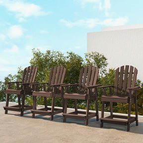 Outdoor HDPE Barstool Patio Dining Chair with Curved Seat and Wide Backrest