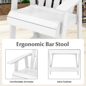 Outdoor HDPE Barstool Patio Dining Chair with Curved Seat and Wide Backrest