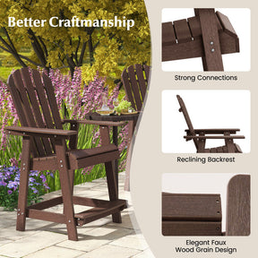 Outdoor HDPE Barstool Patio Dining Chair with Curved Seat and Wide Backrest