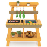 Outdoor Mud Kitchen for Kids, Toddler Wood Pretend Play Kitchen with Gardening Accessories, Sink