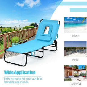 Outdoor Adjustable Folding Beach Lounge Chaise Patio Pool Recliner Chair with Detachable Pillows