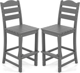 Outdoor All-Weather HDPE Bar Stool Patio 30 Inches Counter Height Bar Chair with Backrest and Footrest