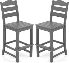 Outdoor All-Weather HDPE Bar Stool Patio 30 Inches Counter Height Bar Chair with Backrest and Footrest