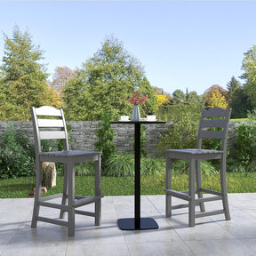 Outdoor All-Weather HDPE Bar Stool Patio 30 Inches Counter Height Bar Chair with Backrest and Footrest