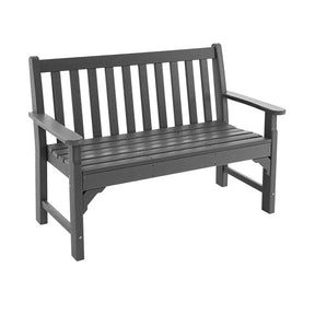 Outdoor All-Weather HDPE Bench Patio 2-Person Loveseat with Armrests and Backrest