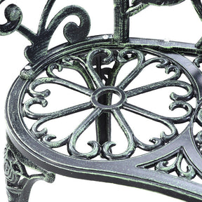 Outdoor Aluminum Antique Bench Patio Loveseat Chair with Floral Rose Style and Foot Pads