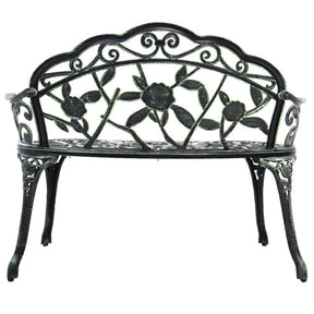 Outdoor Aluminum Antique Bench Patio Loveseat Chair with Floral Rose Style and Foot Pads
