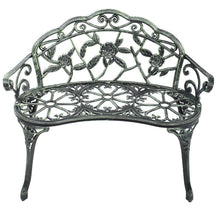 Outdoor Aluminum Antique Bench Patio Loveseat Chair with Floral Rose Style and Foot Pads