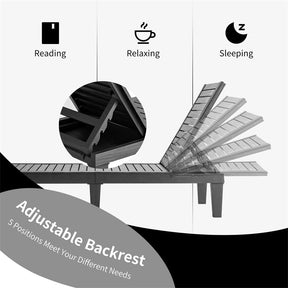 Outdoor Chaise Lounge Chair Patio Recliner, Adjustable with 5 Positions, Wood Texture Design, Waterproof, Easy to Assemble