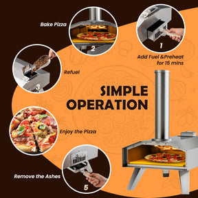 Outdoor Pizza Oven Portable Stainless Steel Pizza Cooker with 12" Pizza Stone and Foldable Legs
