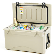 30 Quart Outdoor Portable Hard Cooler Heavy-Duty Rotomolded Ice Chest Box with Integrated Cup Holders and Bottle Opener for Camping BBQ