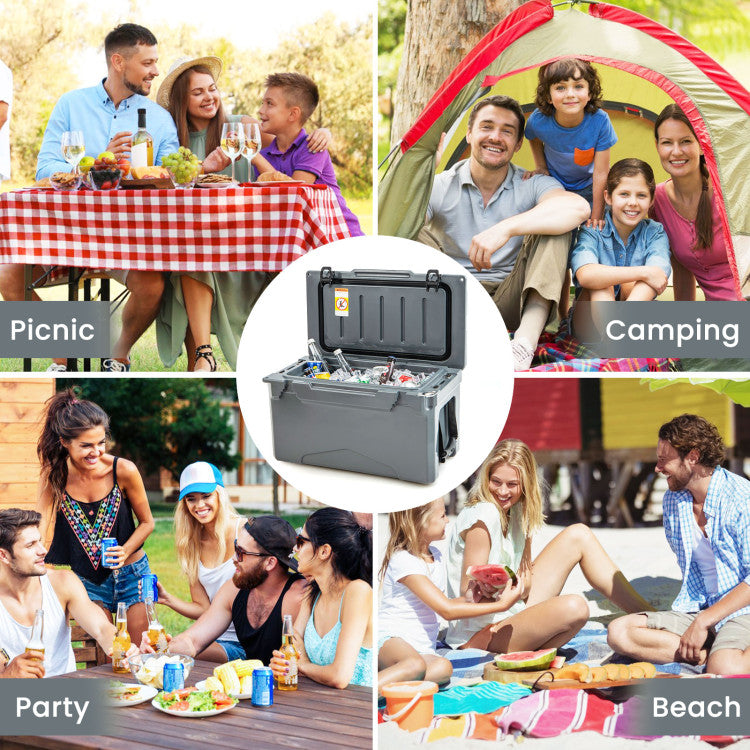 30 Quart Outdoor Portable Hard Cooler Heavy-Duty Rotomolded Ice Chest Box with Integrated Cup Holders and Bottle Opener for Camping BBQ