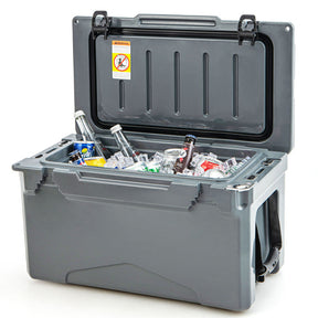 30 Quart Outdoor Portable Hard Cooler Heavy-Duty Rotomolded Ice Chest Box with Integrated Cup Holders and Bottle Opener for Camping BBQ