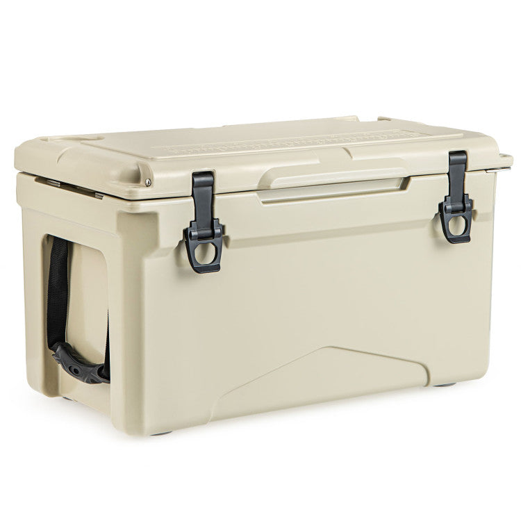 30 Quart Outdoor Portable Hard Cooler Heavy-Duty Rotomolded Ice Chest Box with Integrated Cup Holders and Bottle Opener for Camping BBQ