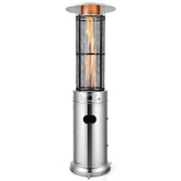 Outdoor Propane Heater 40000 BTU Stainless Steel Pyramid Floor-Standing Patio Heaters with Wheels and Dancing Flame