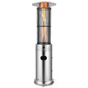Outdoor Propane Heater 40000 BTU Stainless Steel Pyramid Floor-Standing Patio Heaters with Wheels and Dancing Flame