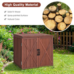 Outdoor Wooden Storage Cabinet with Double Doors for Tools